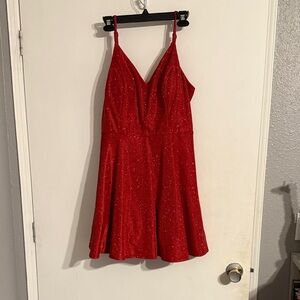 City Studio Red Glitter Mini Dress